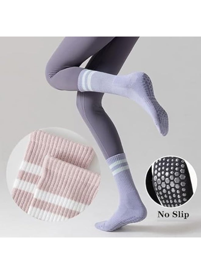 ChicAbode 8 Pairs Pilates Grip Socks for Women, Non-slip Yoga Athletic Socks,Non Slip Pilates Socks with Grips for Women, Women Sport Socks,Grip Socks for Yoga Ballet Barefoot Workout Anti Skid Athletic Socks - Image 2